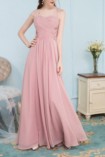 Robe de demoiselle longue en mousseline de soie